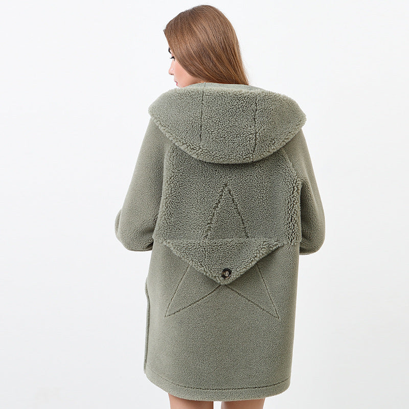 Damen Flauschige Kapuzenjacke mit Sternmotiv Stilzeits