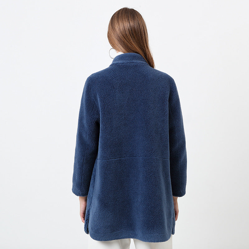 Damen Flauschige Fleecejacke mit elegantem Schnitt und praktischen Taschen Stilzeits