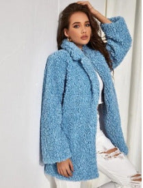 Damen Flauschiger Oversized-Mantel mit breitem Kragen und exklusivem Design Stilzeits