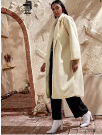 Damen Eleganter und bequemer Wollmantel mit weitem Schnitt Stilzeits