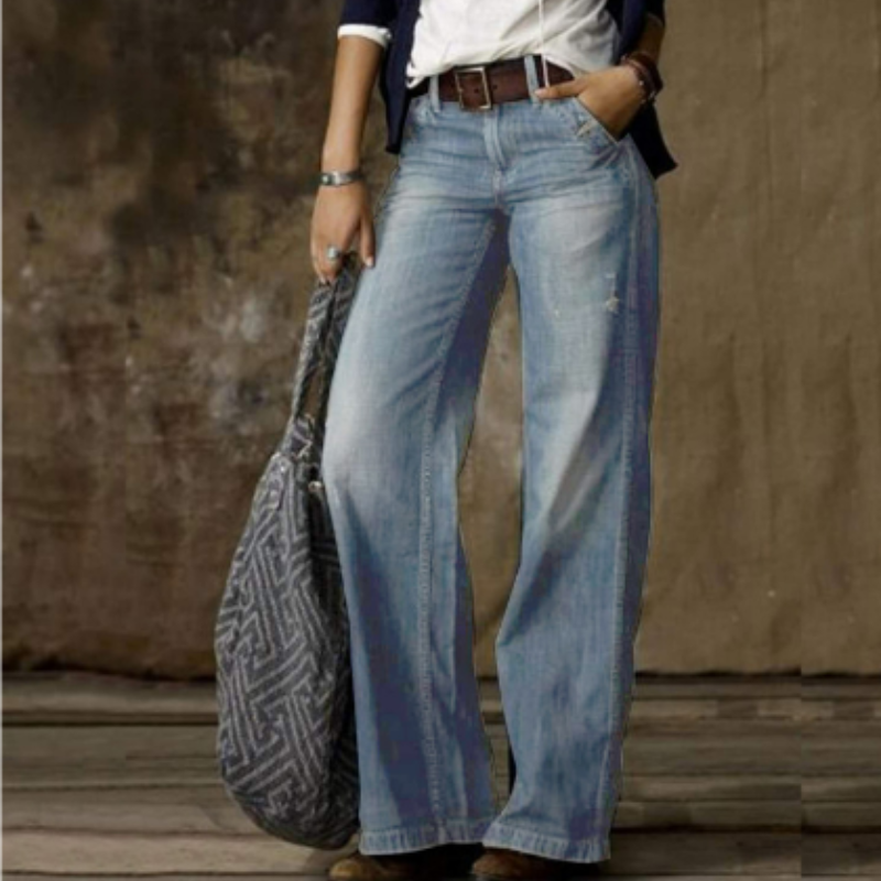 Damen High Waist Jeans | Weites Bein