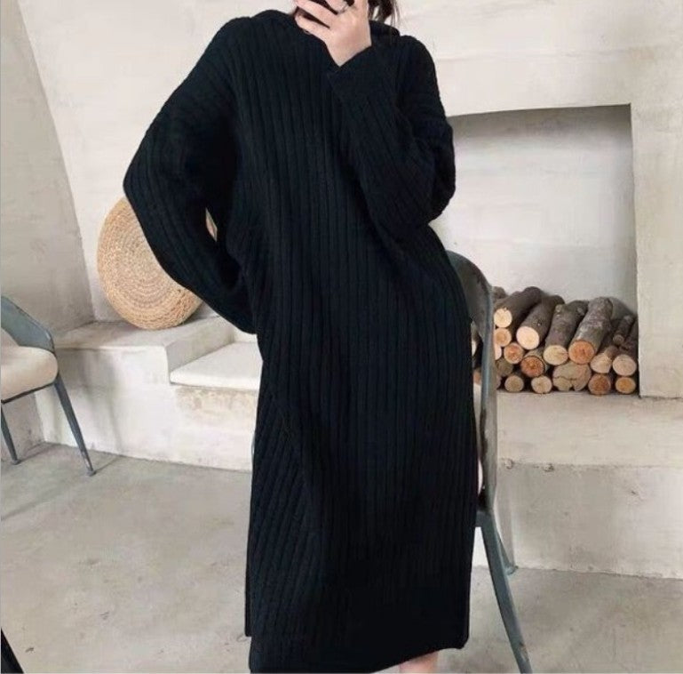 Damen Strickkleid mit geripptem Design und lässigem Schnitt Stilzeits