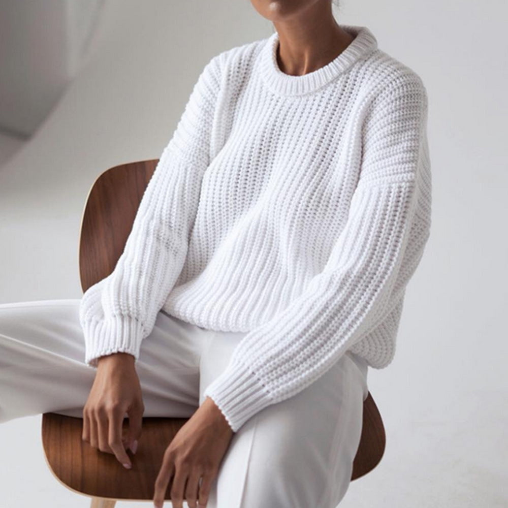 Damen Grobstrickpullover mit lässiger Passform und oversize Ärmeln Stilzeits