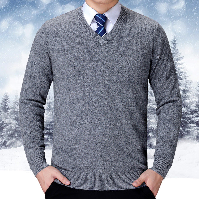 Herren V-Ausschnitt Strickpullover aus weichem Baumwollmix Stilzeits