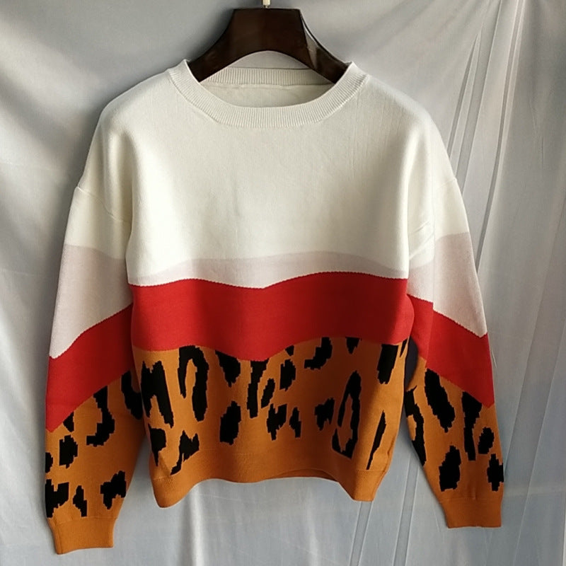 Damen modischer Pullover im modernen Colorblock-Design Stilzeits