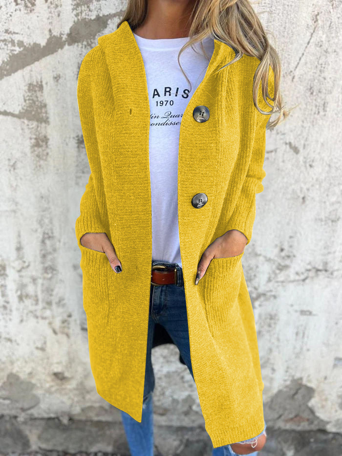 Stilzeits | Langer Strickcardigan mit Knöpfen Rippstrick Design Komfort und Stil