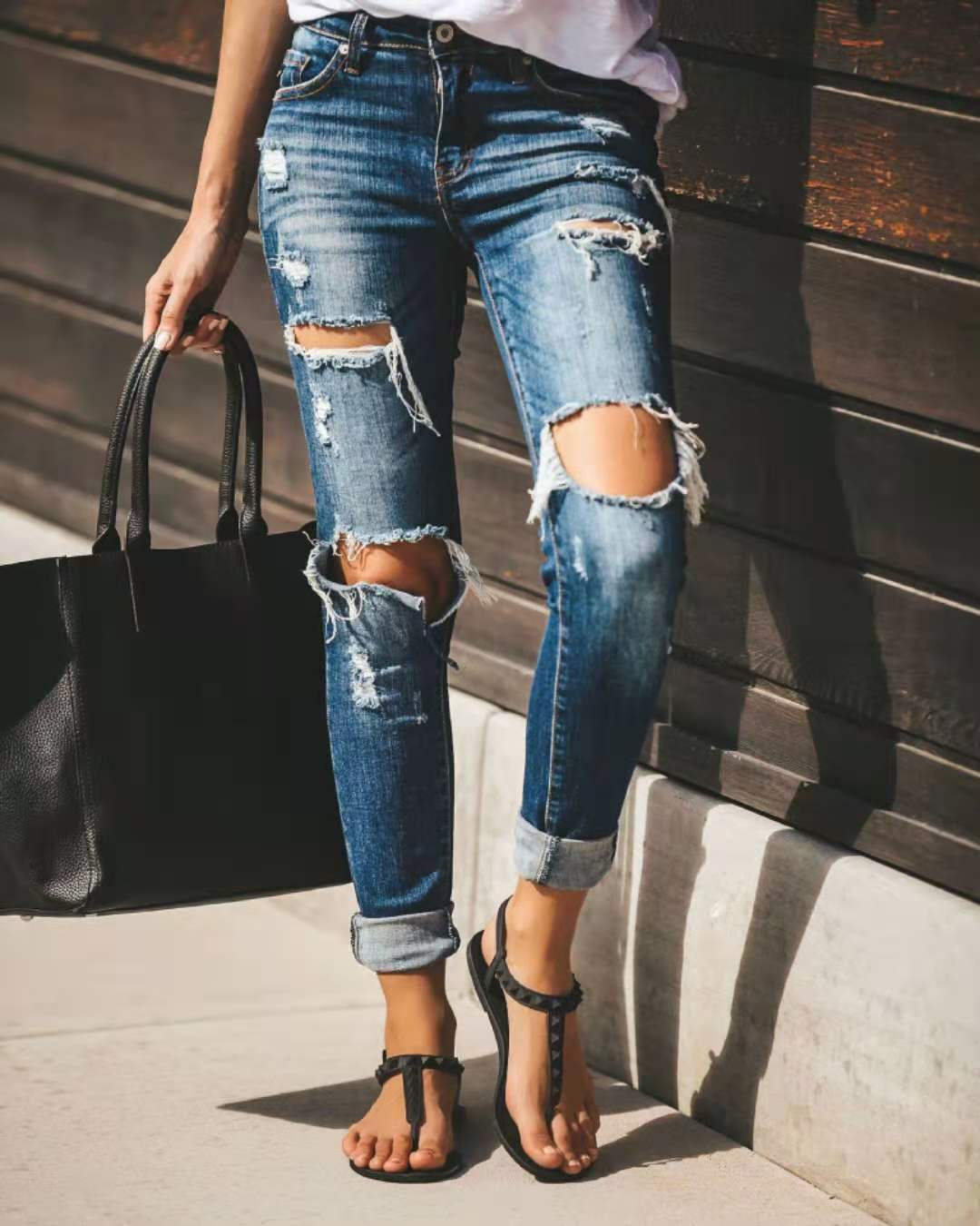 Damen Destroyed Denim Jeans Stilzeits