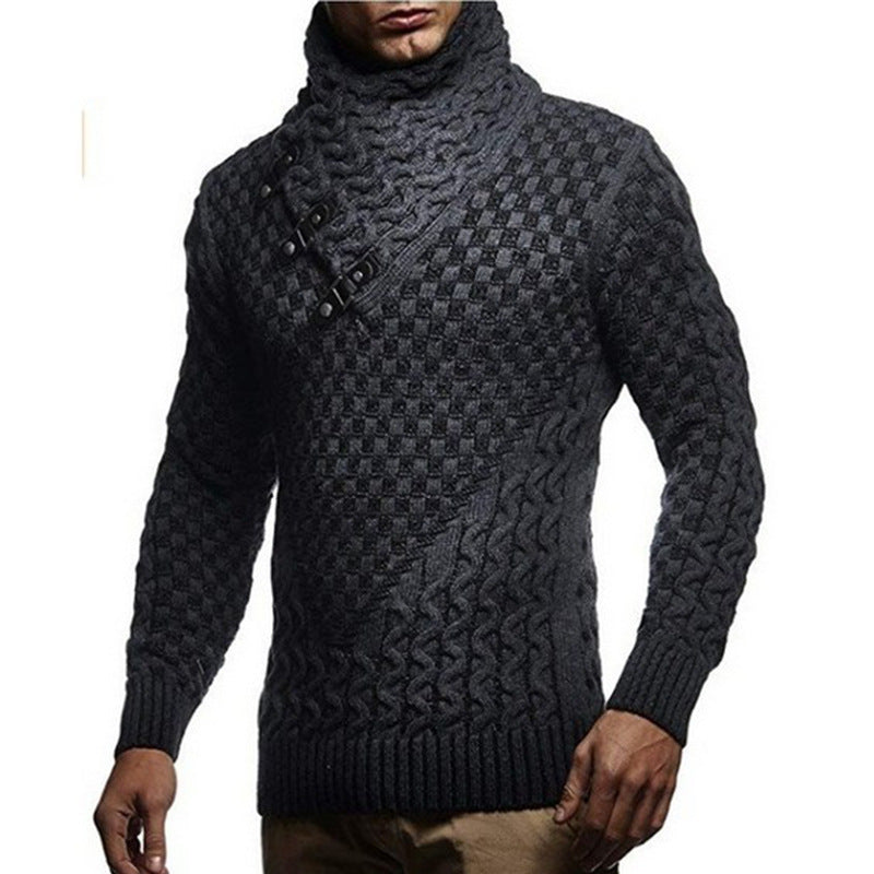 Herren Strickpullover mit innovativem Hohem Kragen und strukturiertem Muster Stilzeits