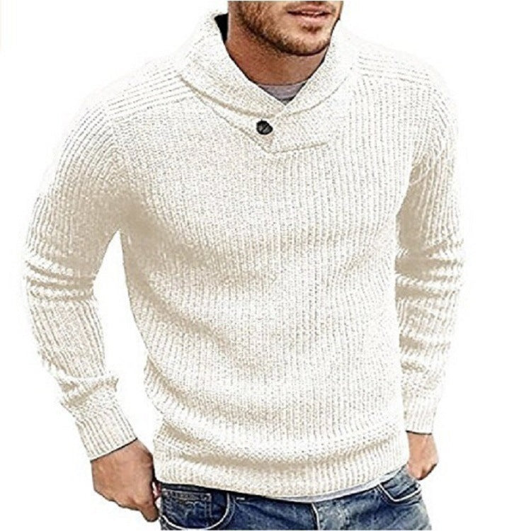 Herren Strickpullover mit Schalkragen und Knopfdetail Stilzeits