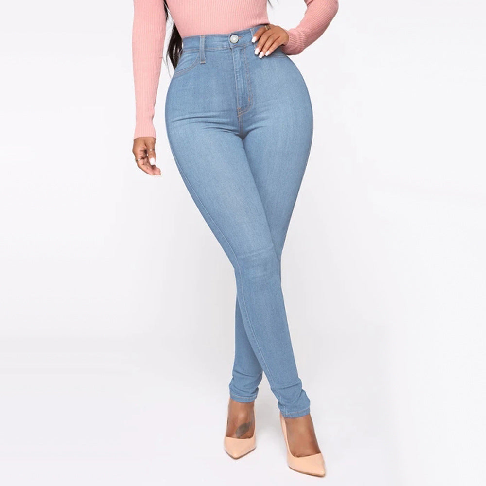 Damen Hoch geschnittene Skinny Jeans mit formenden Nähten Stilzeits