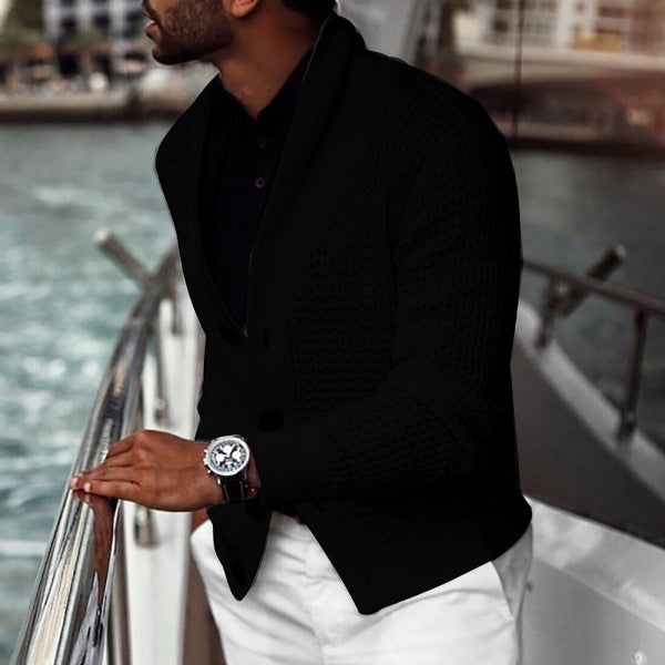 Herren Strickjacke mit strukturiertem Design und elegantem Schalkragen Stilzeits