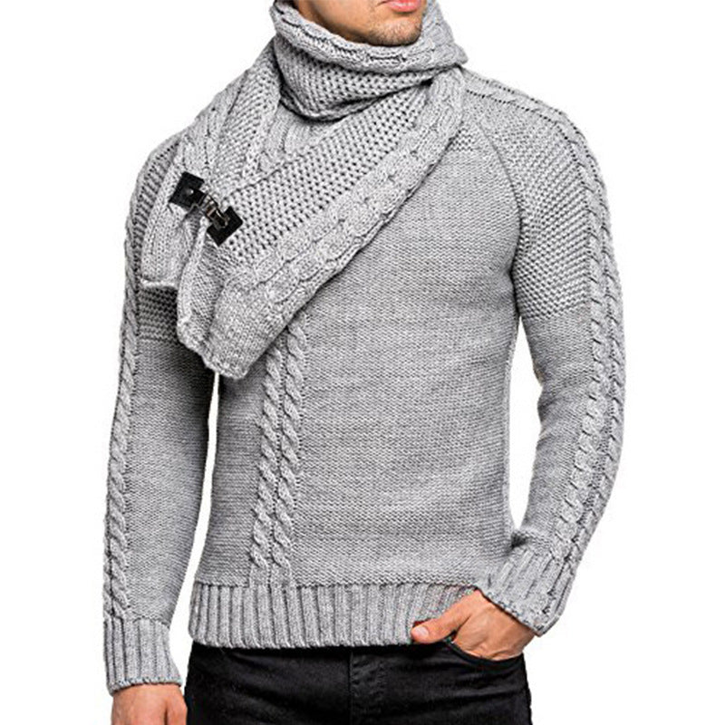 Herren Strickpullover mit elegantem Zopfmuster und modischem Schal Stilzeits