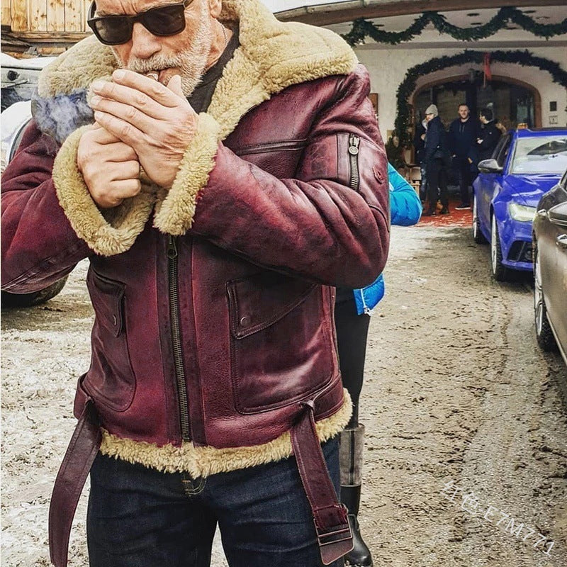 Herren authentische Lammlederjacke mit gefüttertem Stehkragen Stilzeits