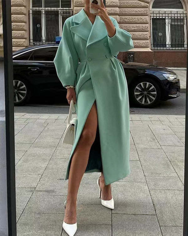 Stilzeits | Vintage-Wollmantel mit Laternenärmeln und Revers