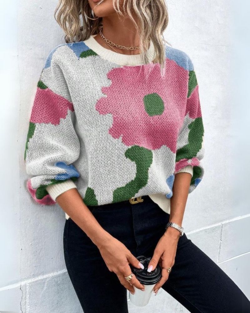 Stilzeits | Strickpullover mit Abstraktem Floral-Muster