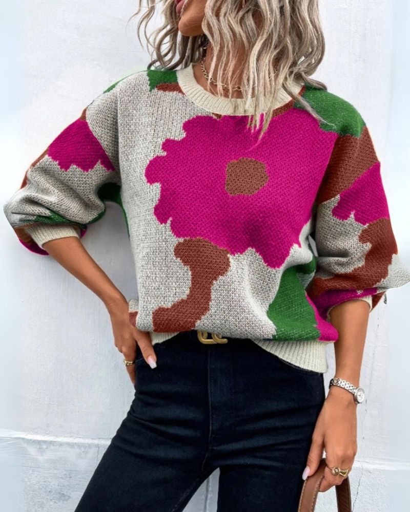 Stilzeits | Strickpullover mit Abstraktem Floral-Muster