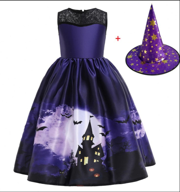 Fudus Halloween Prinzessinnenkleid mit Halloween-Muster