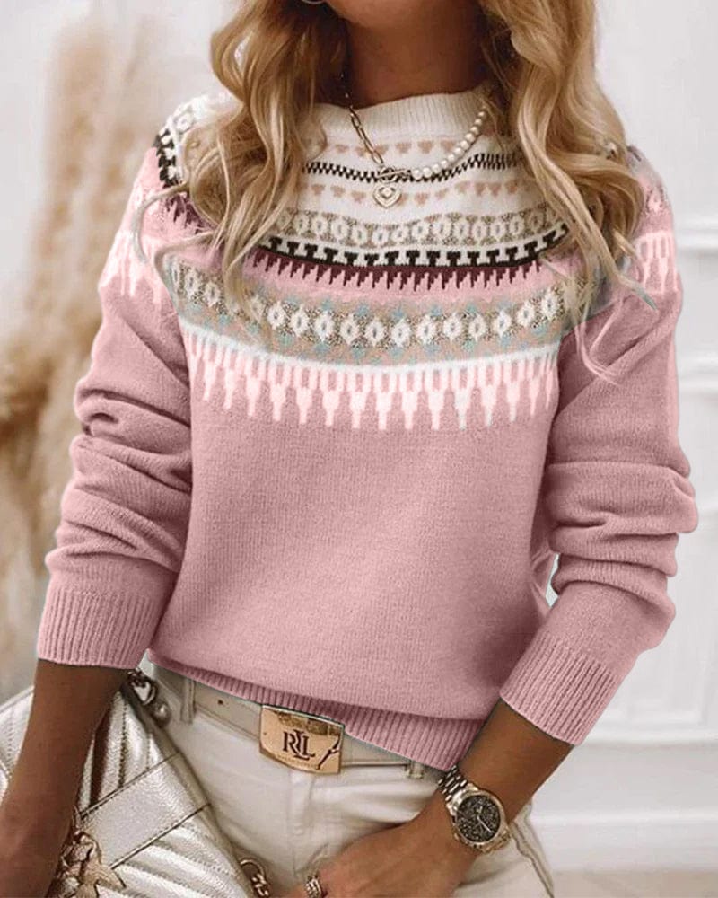 Damen Fair-Isle-Pullover mit Rundhalsausschnitt – Klassischer Pullover-Stil