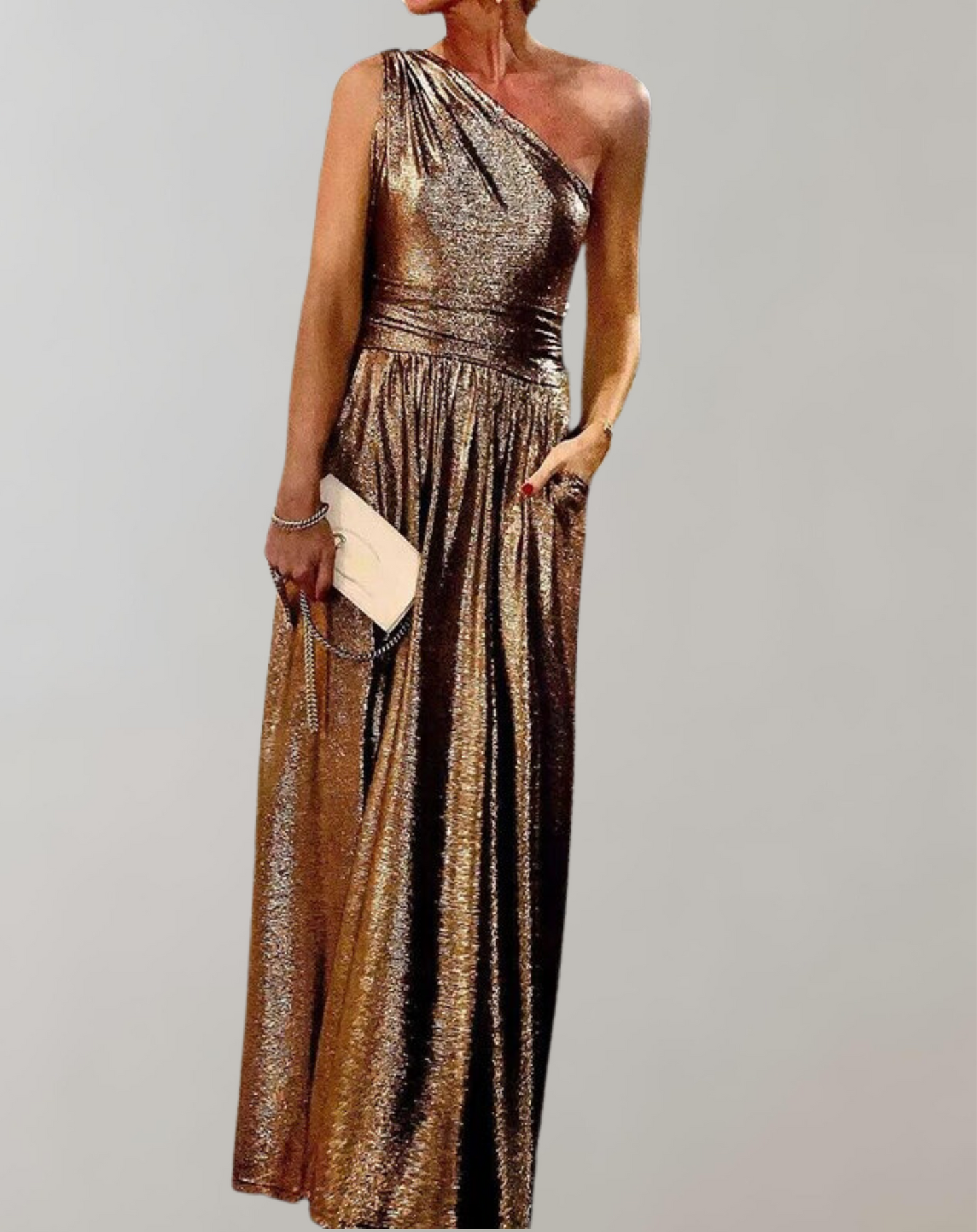 Schickes Festkleid mit schrägen Ausschnitt