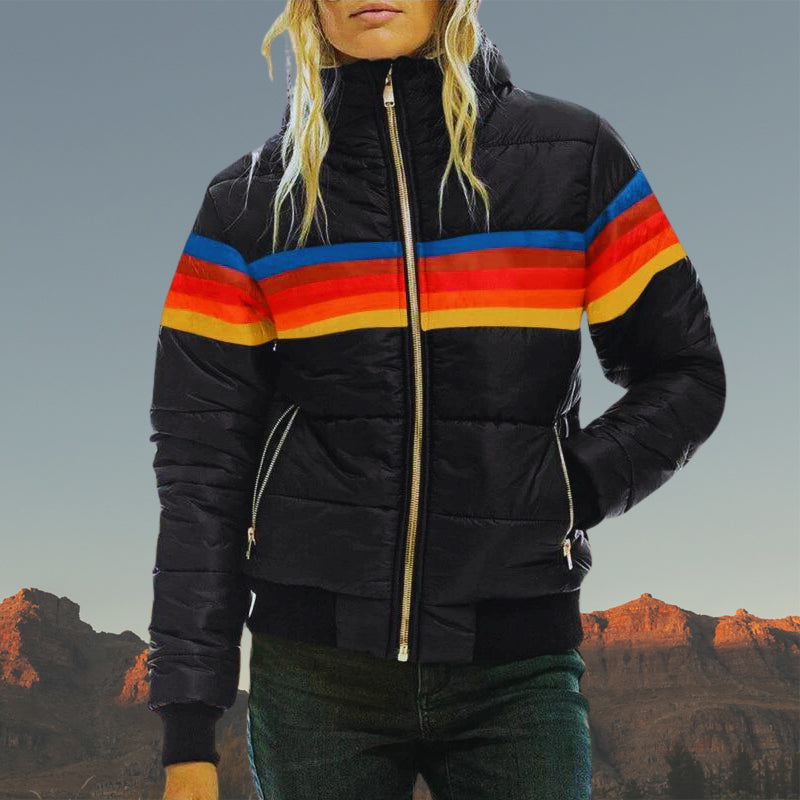 Stilzeits | Gestreifter Farbiger Puffer-Stil, Wasserdicht für Frauen Ideal für Herbst Winter