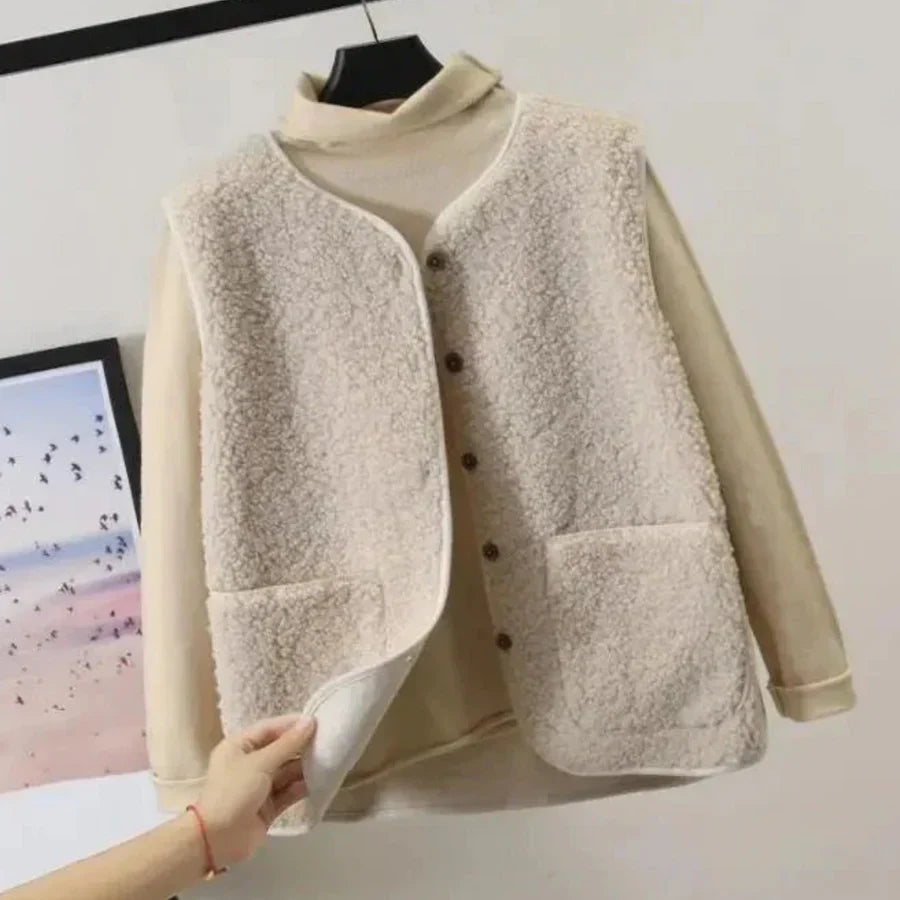 Stilzeits | Warm Ohne Ärmel für Frauen Knopfverschluss