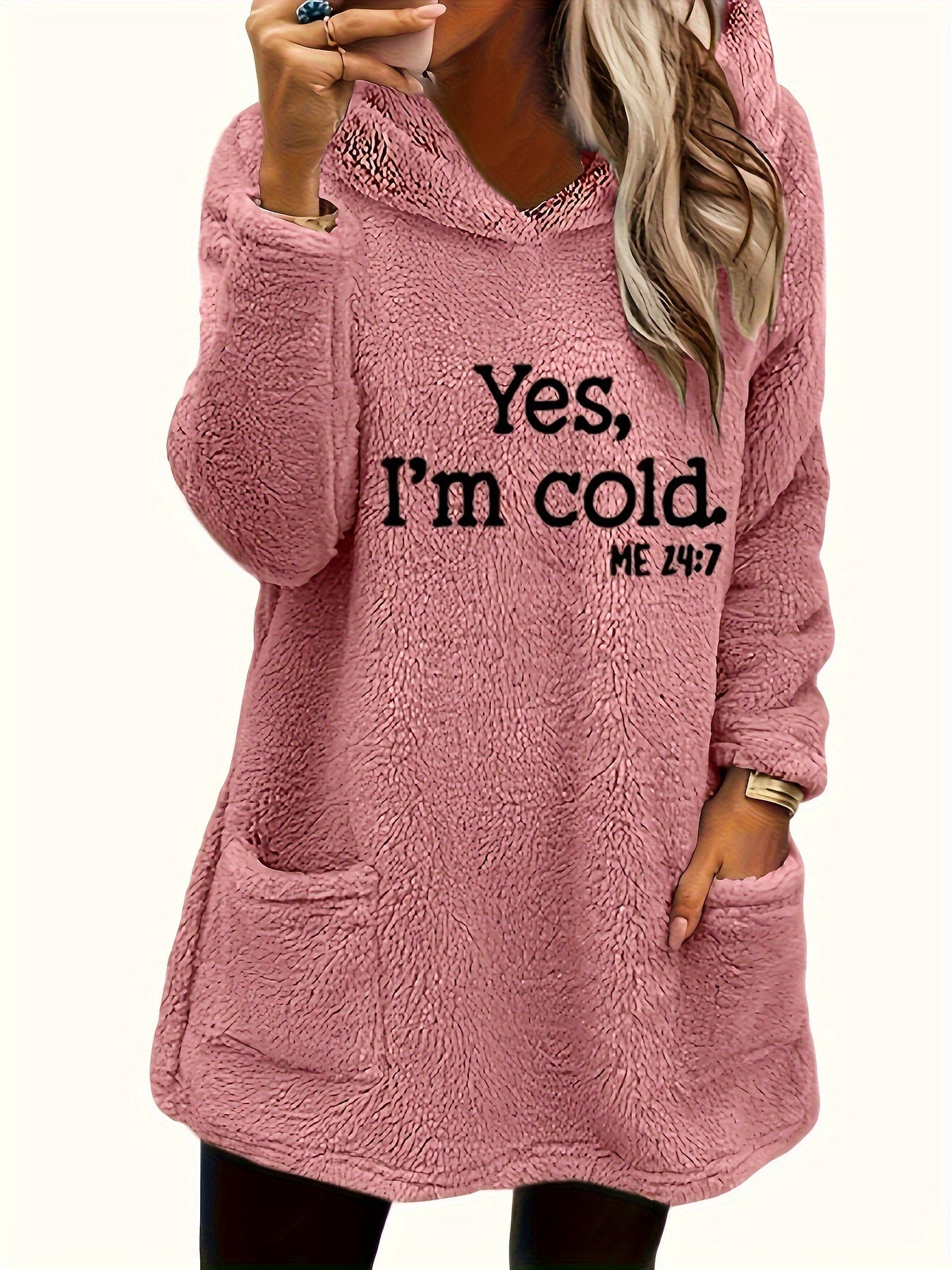 Stilzeits | Langer Hoodie mit Print Fleece Wärme und Komfort