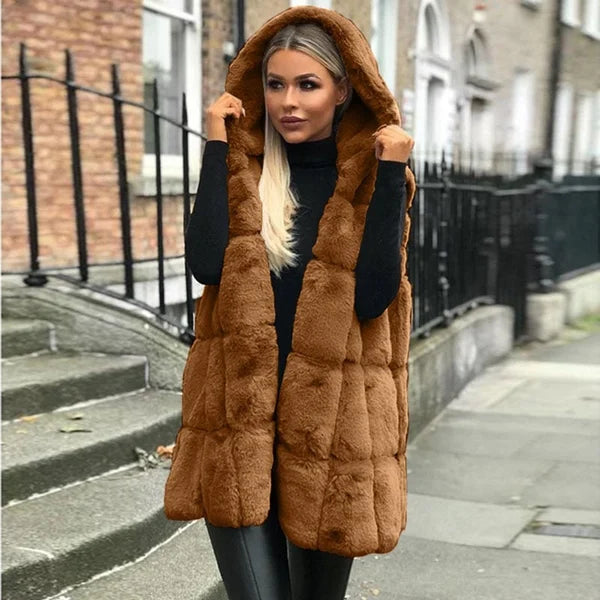 Stilzeits | Weiche Faux-fur-weste mit Kapuze Warm und Stilvoll Perfekt für Layering