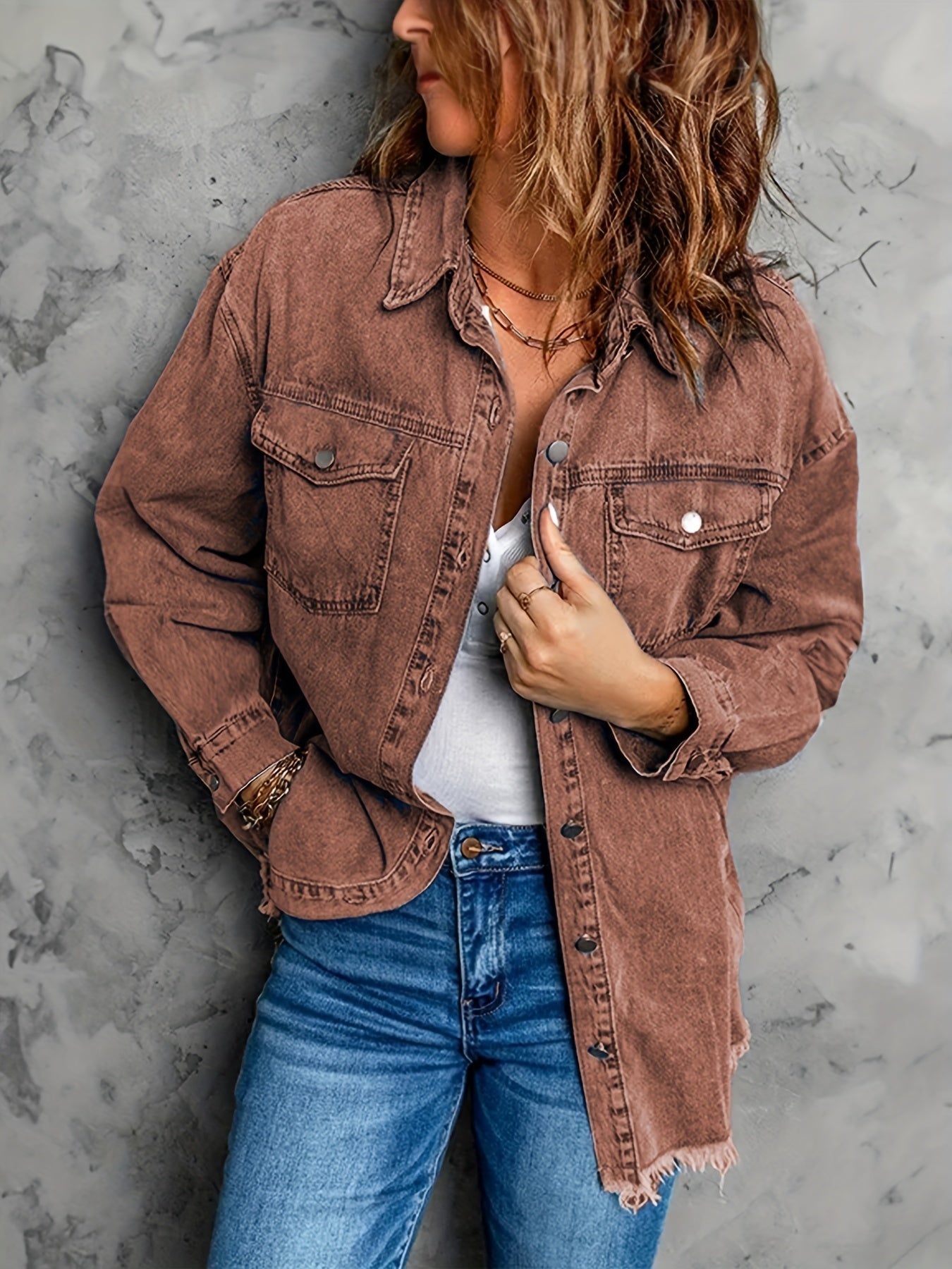 Wilaris Damen Denimjacke Fransensaum