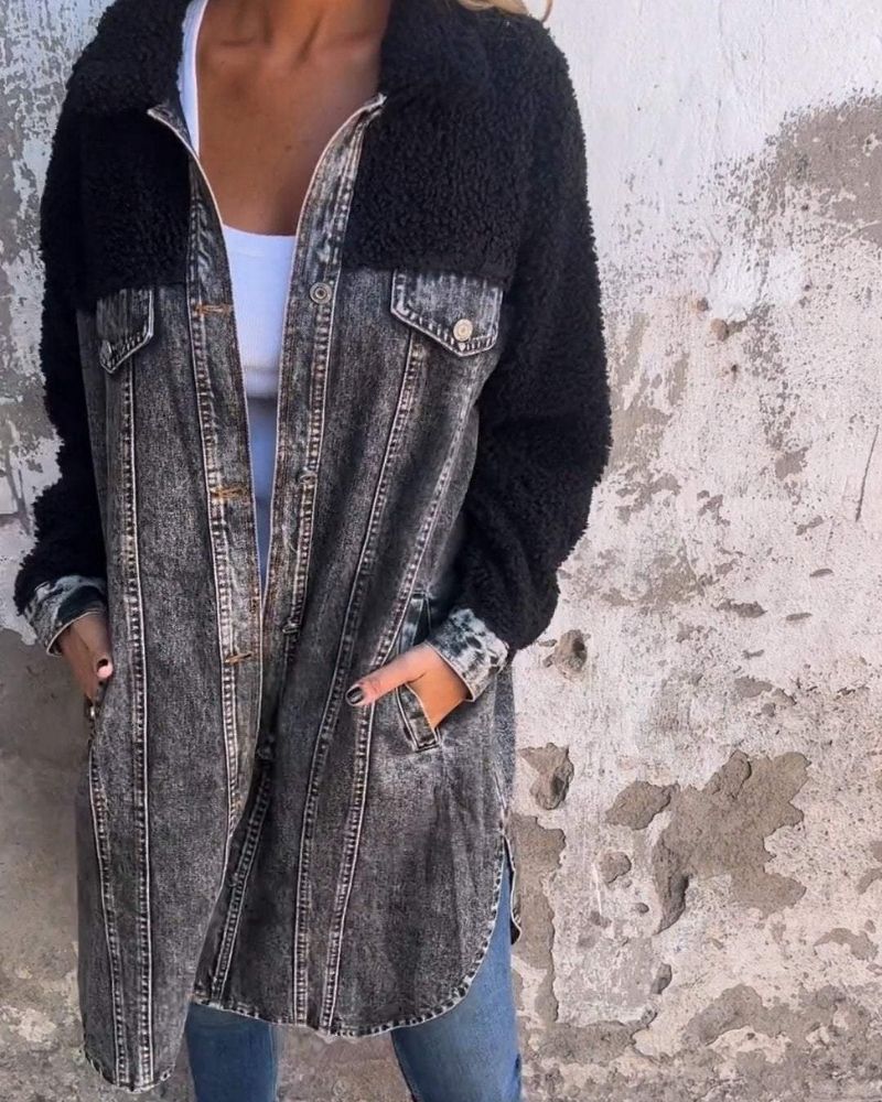 Stilzeits | Revers Einreihige Jeansjacke