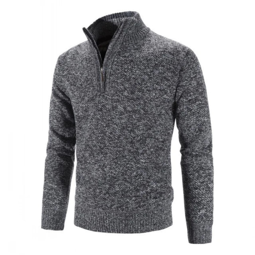 Herren Winter Strickpullover | Halber Reißverschluss