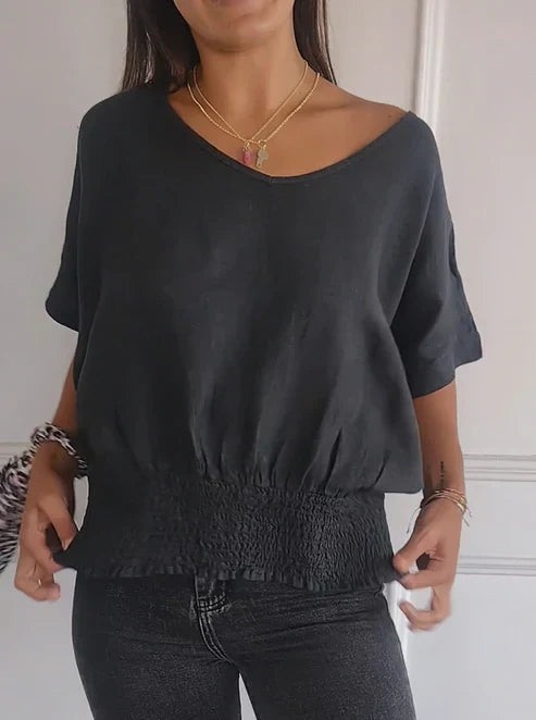 T-Shirt Belinda mit V-Ausschnitt und halben Ärmeln