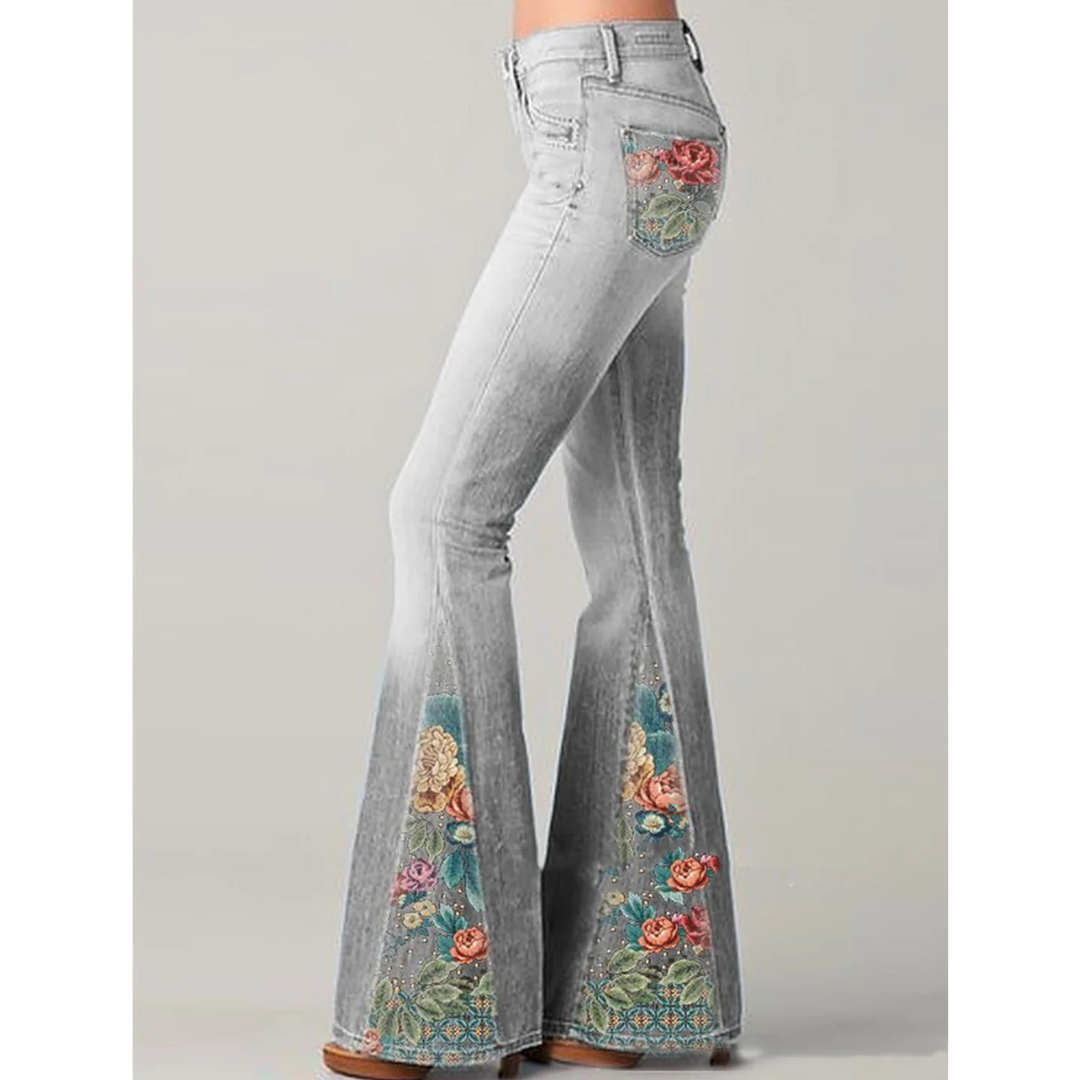 Damen Jeans Mit Blumenstickerei | Ausgestellt