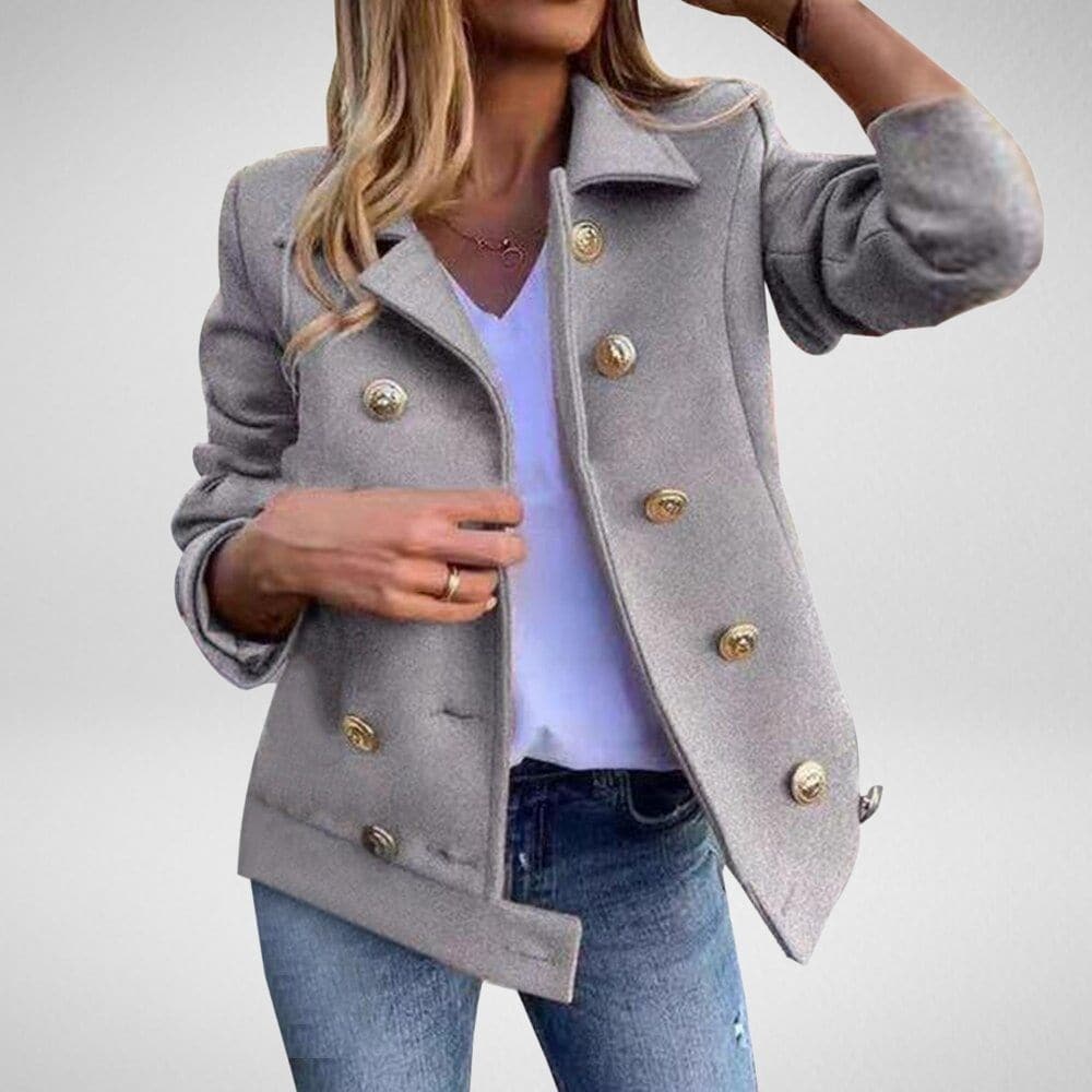 Stilzeits | Kurze Wolljacke mit Doppelreihigem Design Wollmischung Klassisch und Elegant