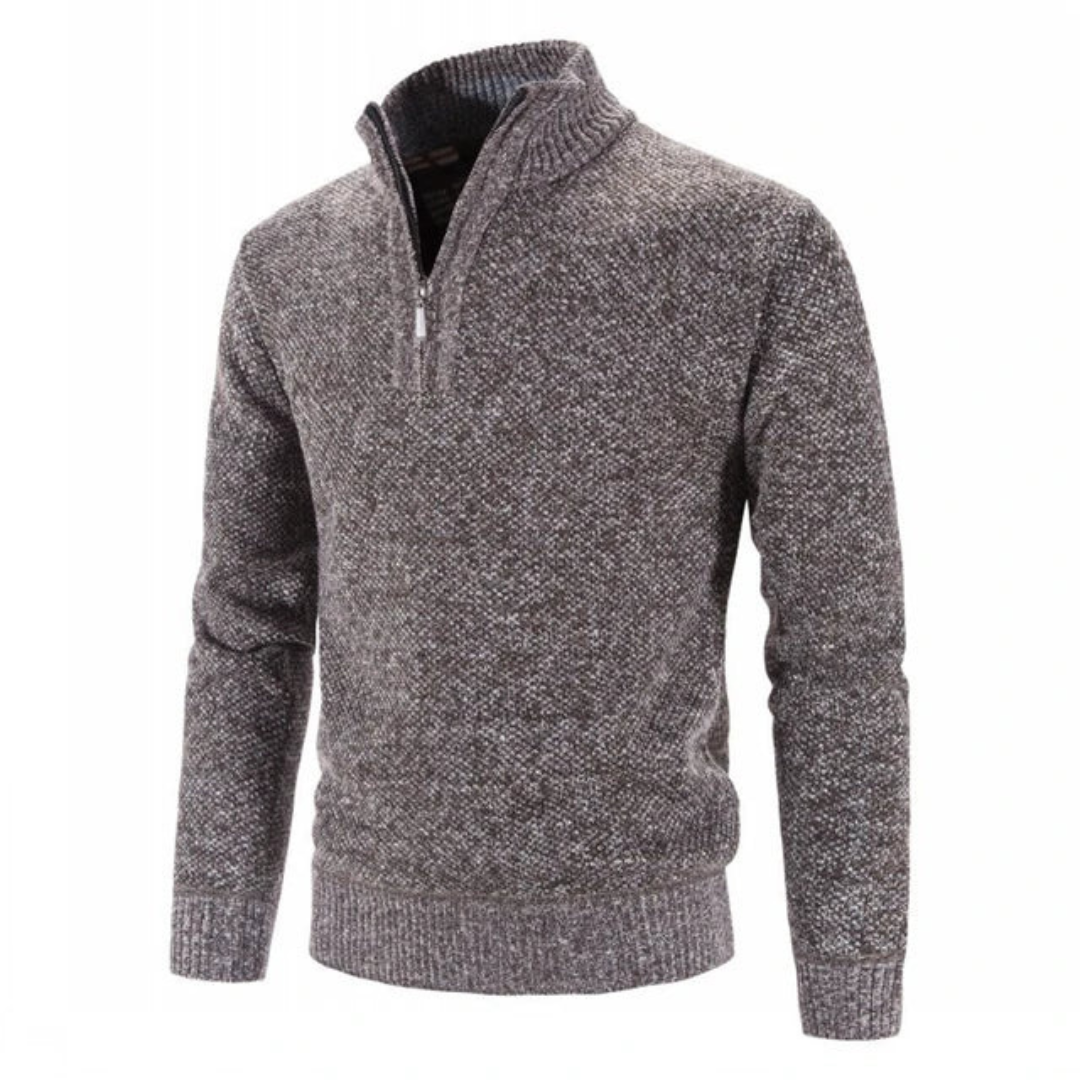 Herren Winter Strickpullover | Halber Reißverschluss
