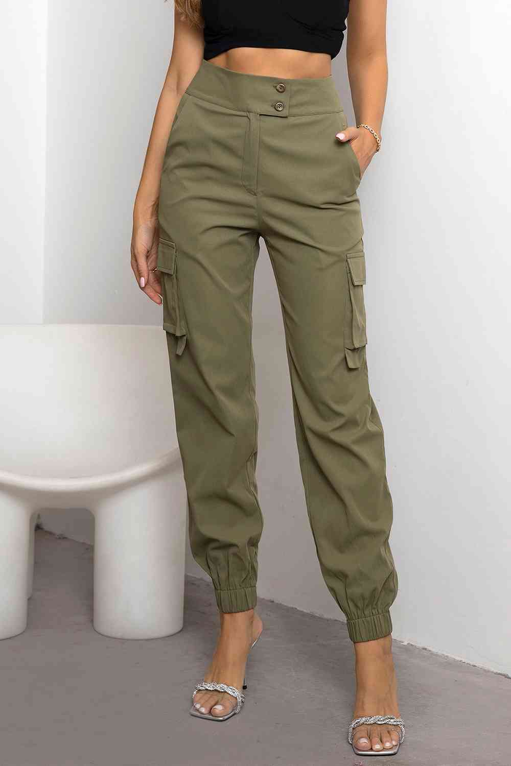 Damen Cargo Jogger - Hohe Taille mit Elastischem Bündchen