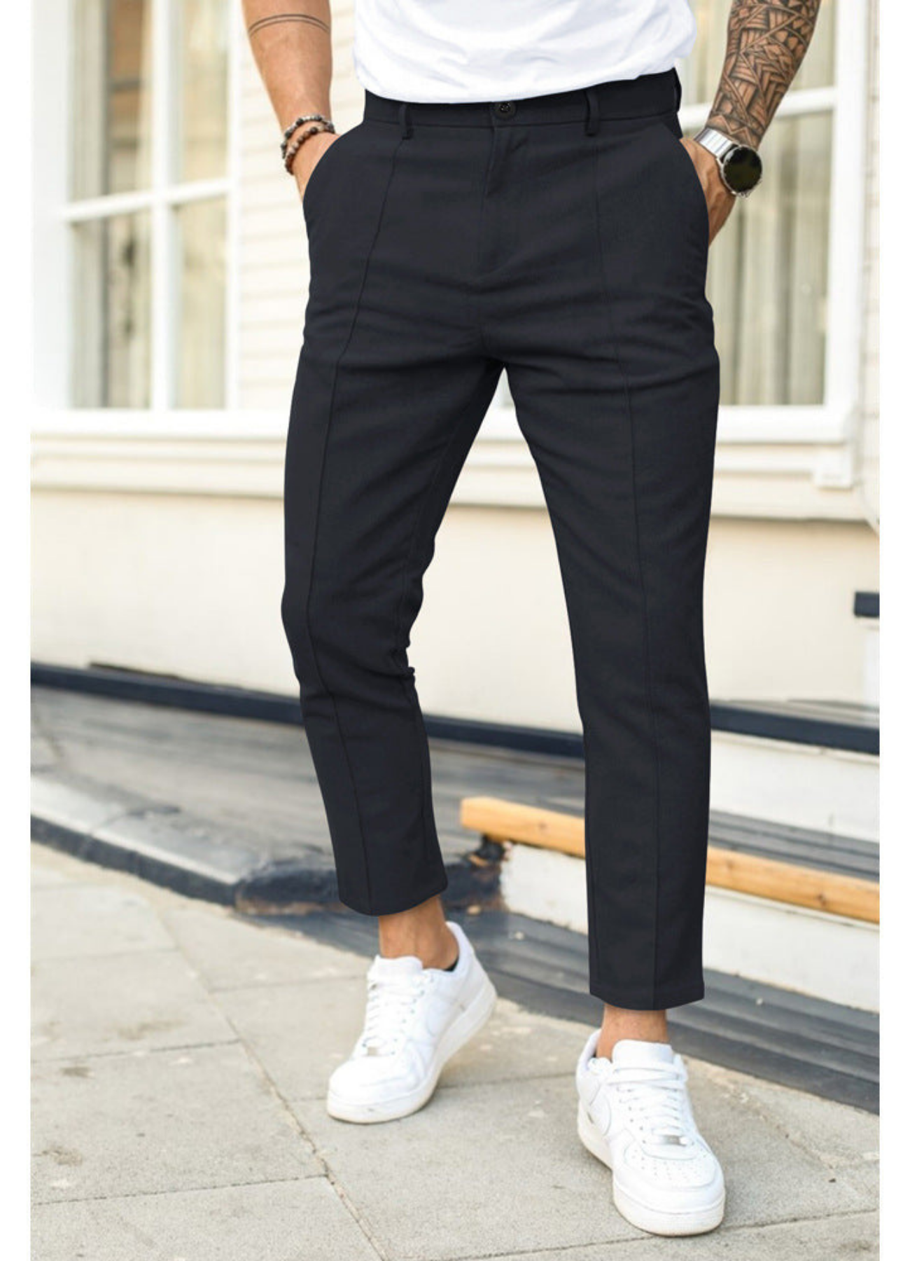 Herrenhose Knöchellang mit leicht schmal zulaufendem Bein