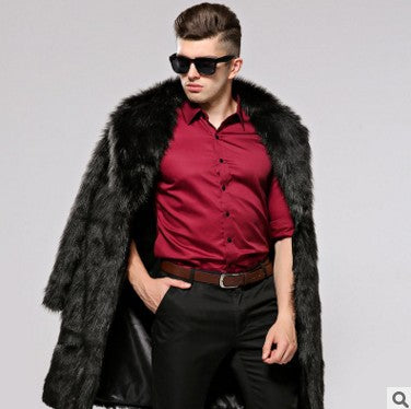 Herren Modischer Kunstpelzmantel mit elegantem Schnitt und festem Revers Stilzeits