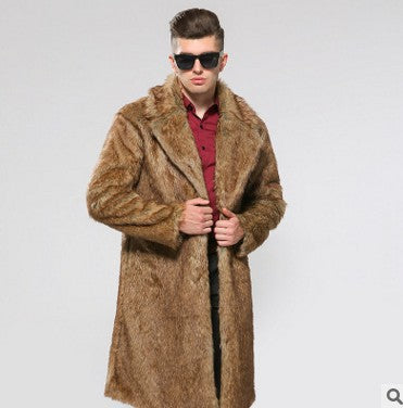 Herren Modischer Kunstpelzmantel mit elegantem Schnitt und festem Revers Stilzeits