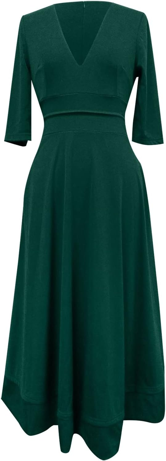 Damen Cocktailkleid Mit V-Ausschnitt | Midi