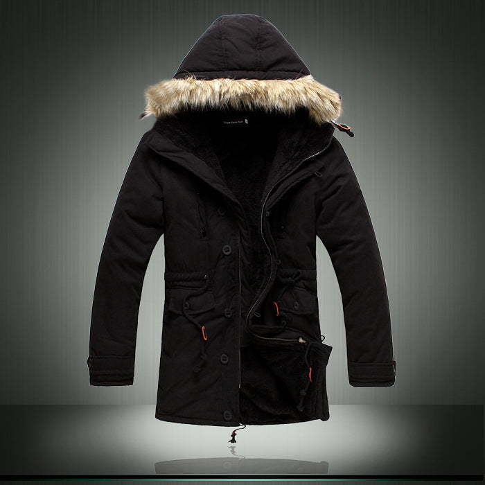 Herren gefütterte Parkajacke mit abnehmbarem Fellkragen Stilzeits