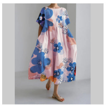 Baumwoll-Look Kleid mit 3D-Druck von Fudus