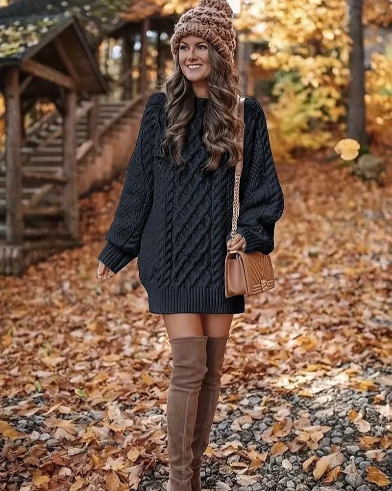 Stilzeits | Kabelstrick Langarmkleid