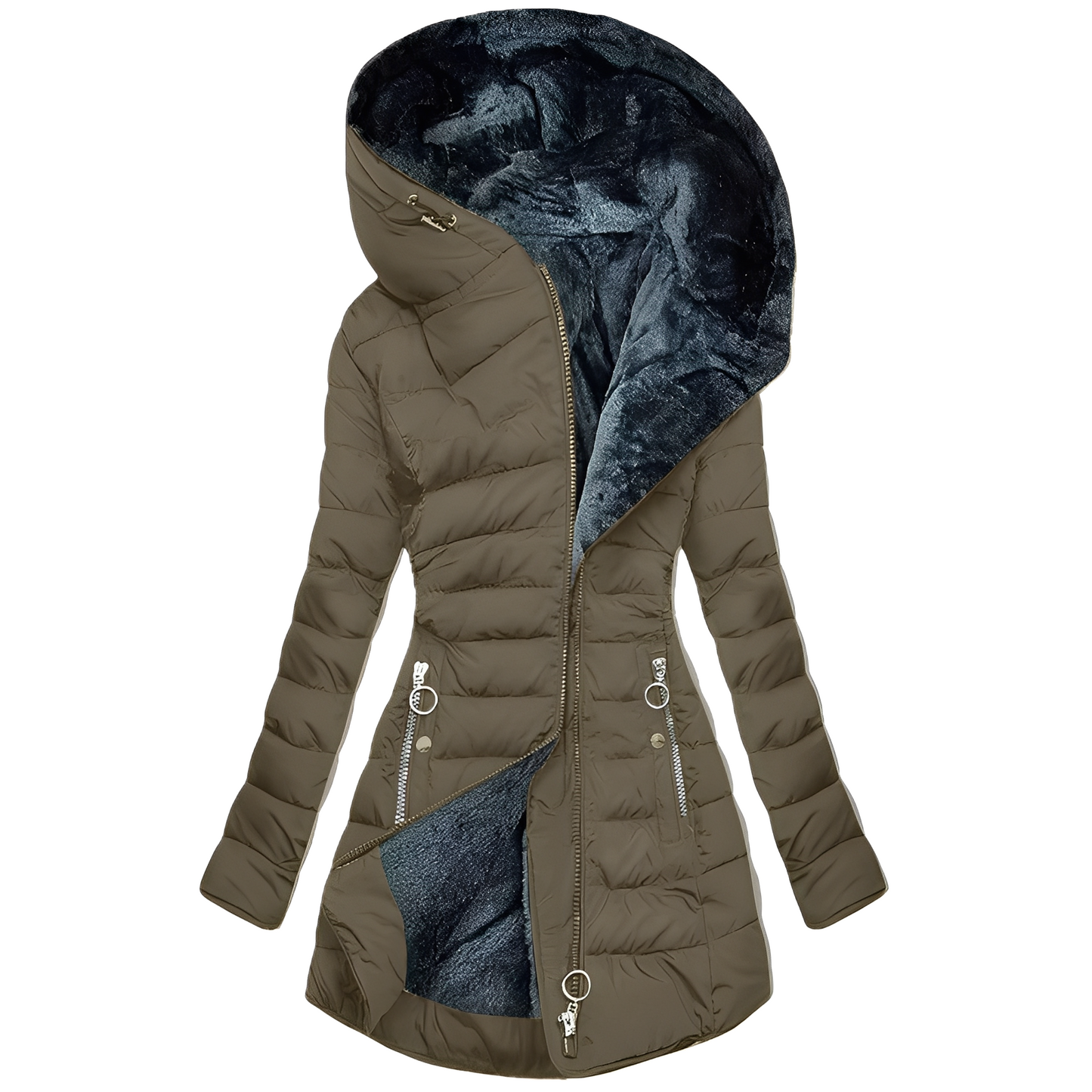 Stilzeits | Warmer Plüschmantel mit Kapuze für Frauen