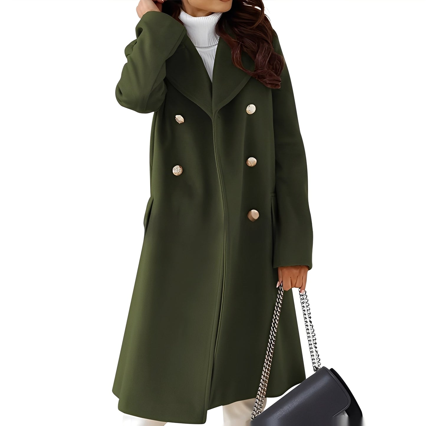 Stilzeits | Moderner doppelt-knopf Wollmantel für Frauen