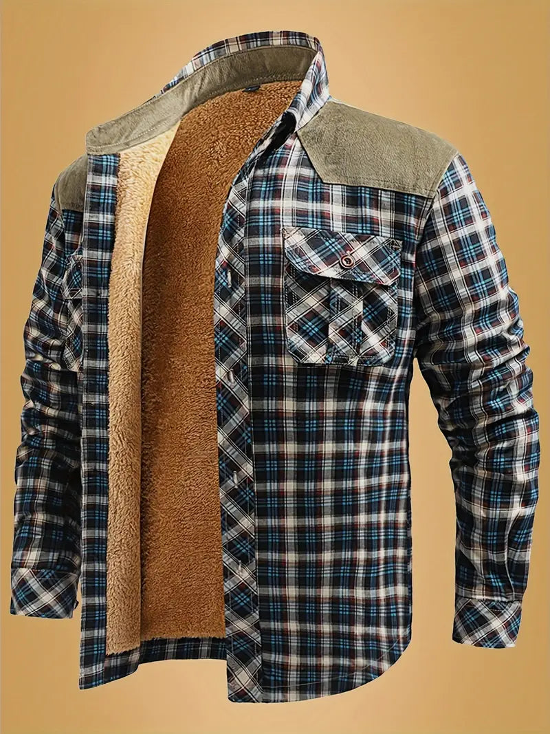 Softshelljacke mit Karo-Muster und Sherpa-Futter von Keythoria