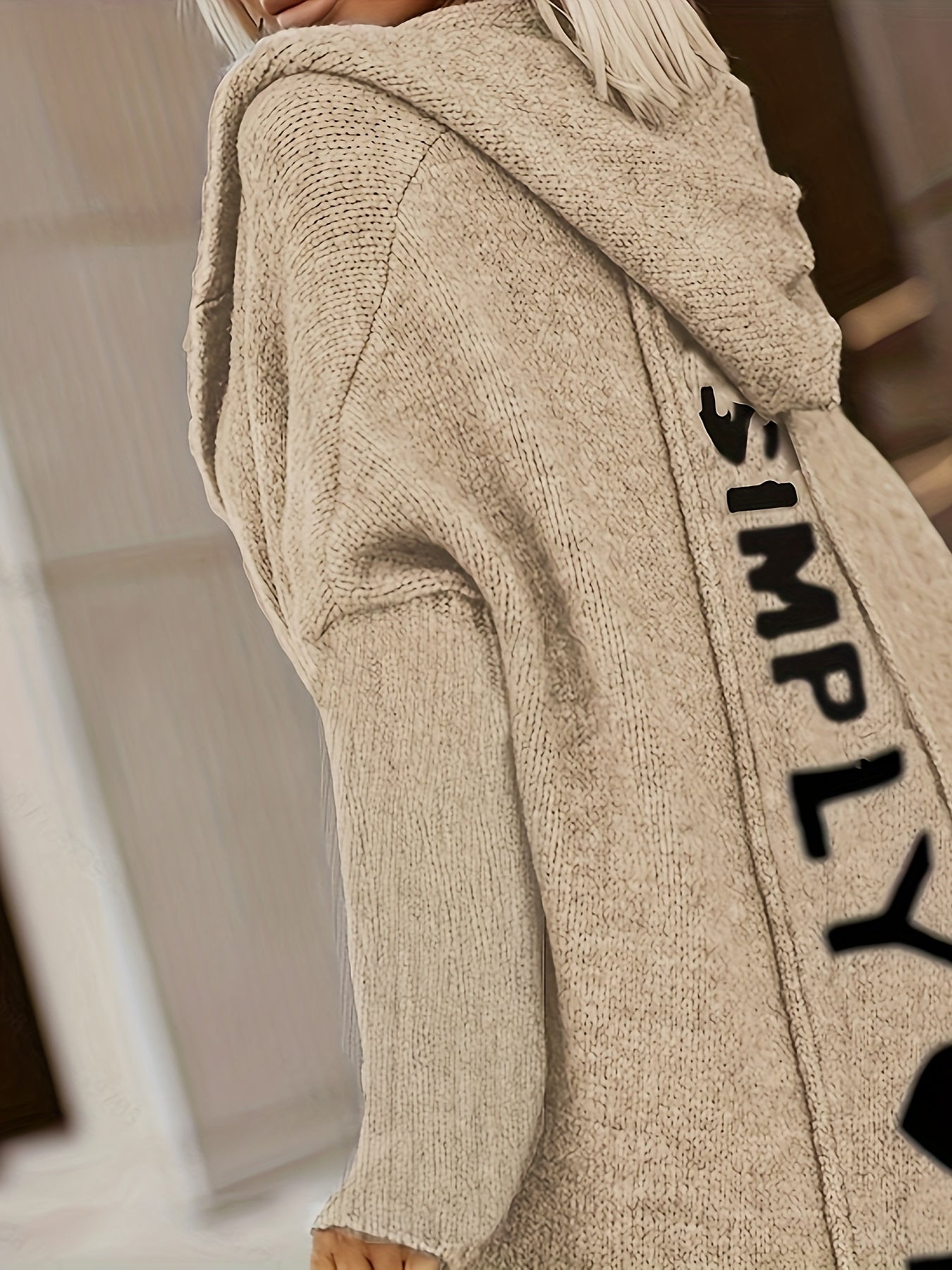 Stilzeits | Langer Strick-cardigan mit Kapuze Weich und Warm Trendy Druck