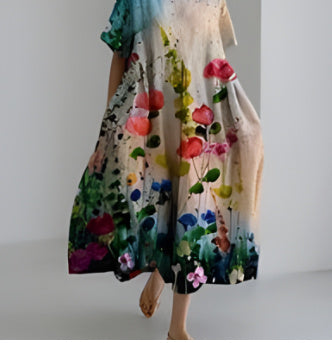 Baumwoll-Look Kleid mit 3D-Druck von Fudus