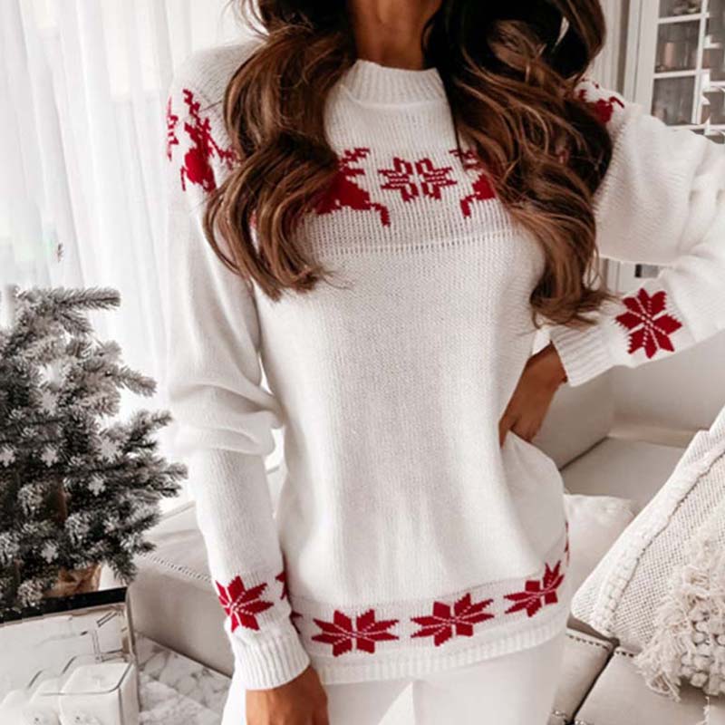 Stilzeits | Weihnachtlicher Strickpullover Mit Klassischem Print