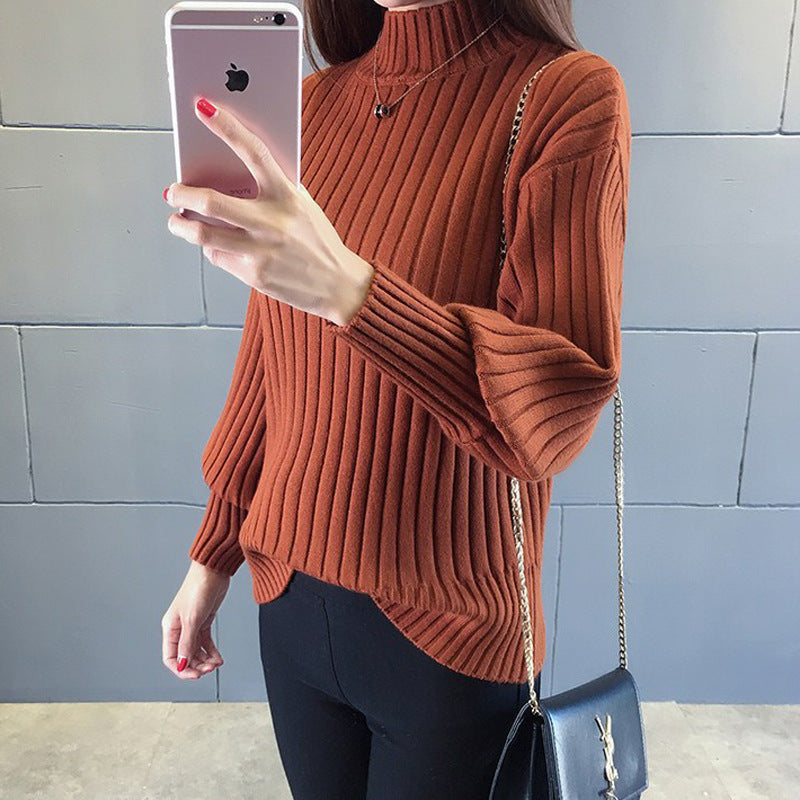 Damen Grobstrickpullover mit hochstehendem Kragen und strukturiertem Design Stilzeits