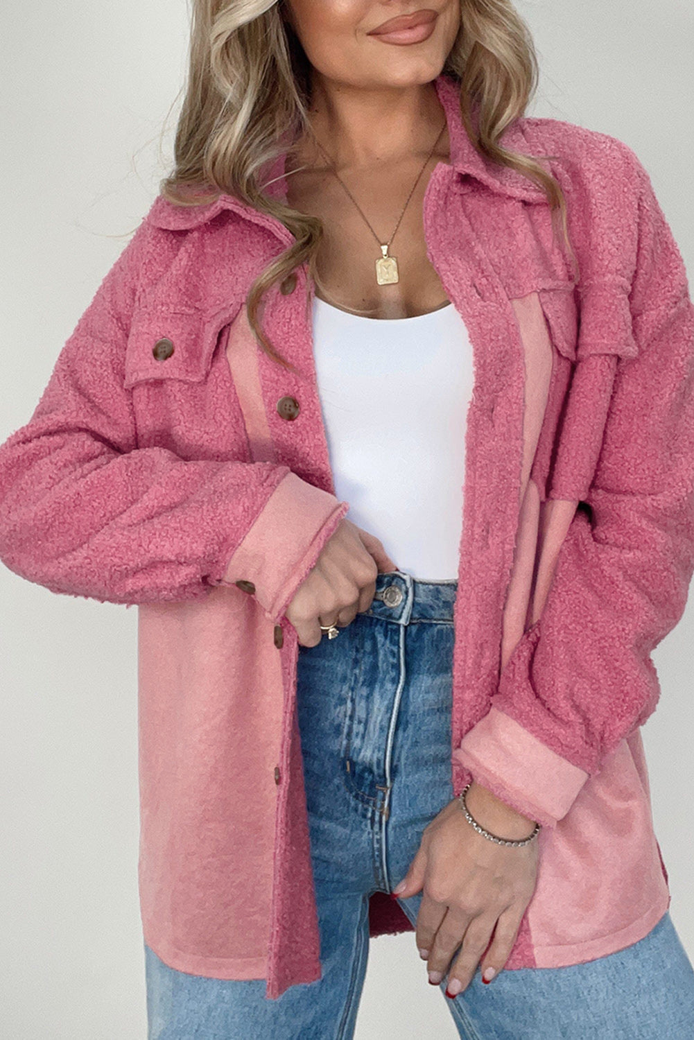 Stilzeits | Weiche Hemdjacke mit Knöpfen Polyester Lässig und Trendy